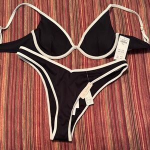 Hollister Black and White Bikini Set